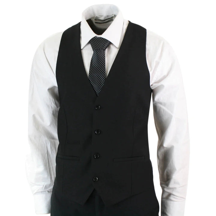 Parker- Men’s Piece Black Complete Classic Suit