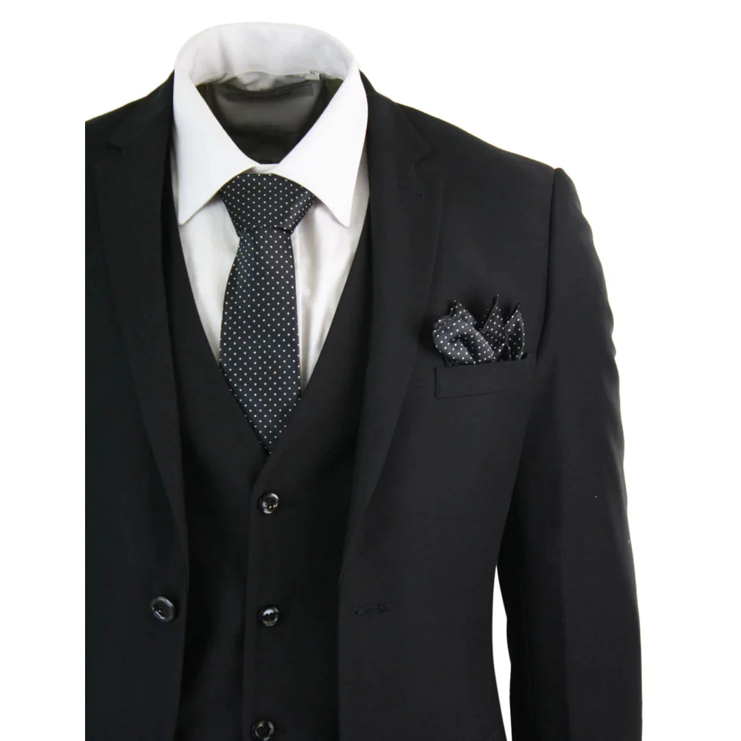 Parker- Men’s Piece Black Complete Classic Suit