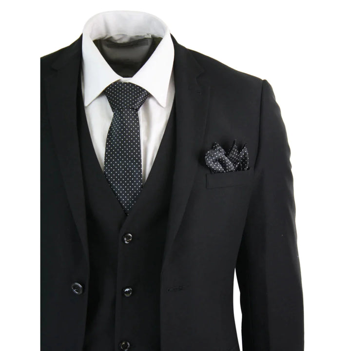 Parker- Men’s Piece Black Complete Classic Suit