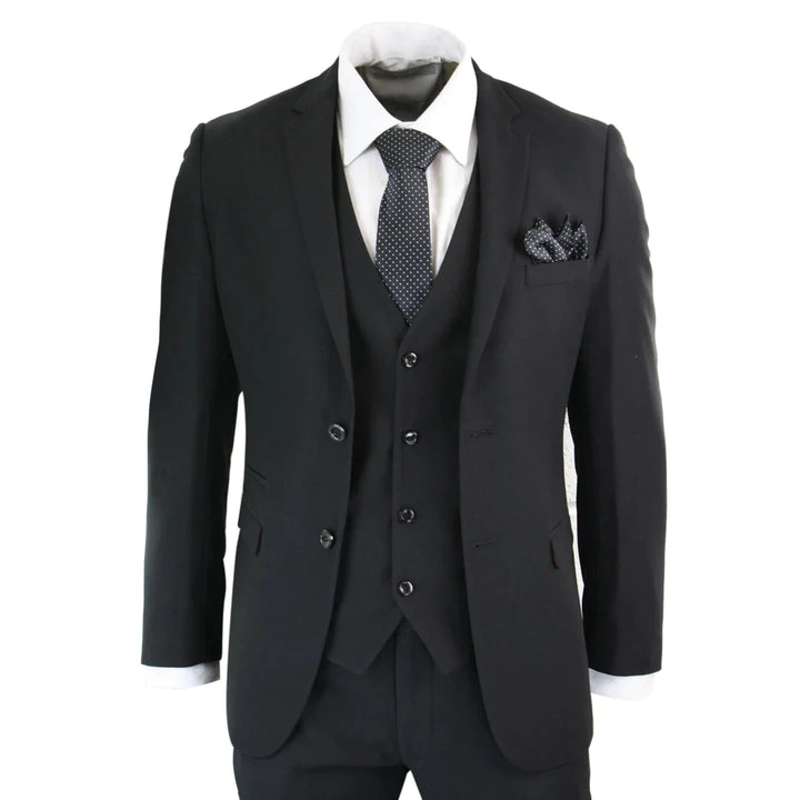 Parker- Men’s Piece Black Complete Classic Suit