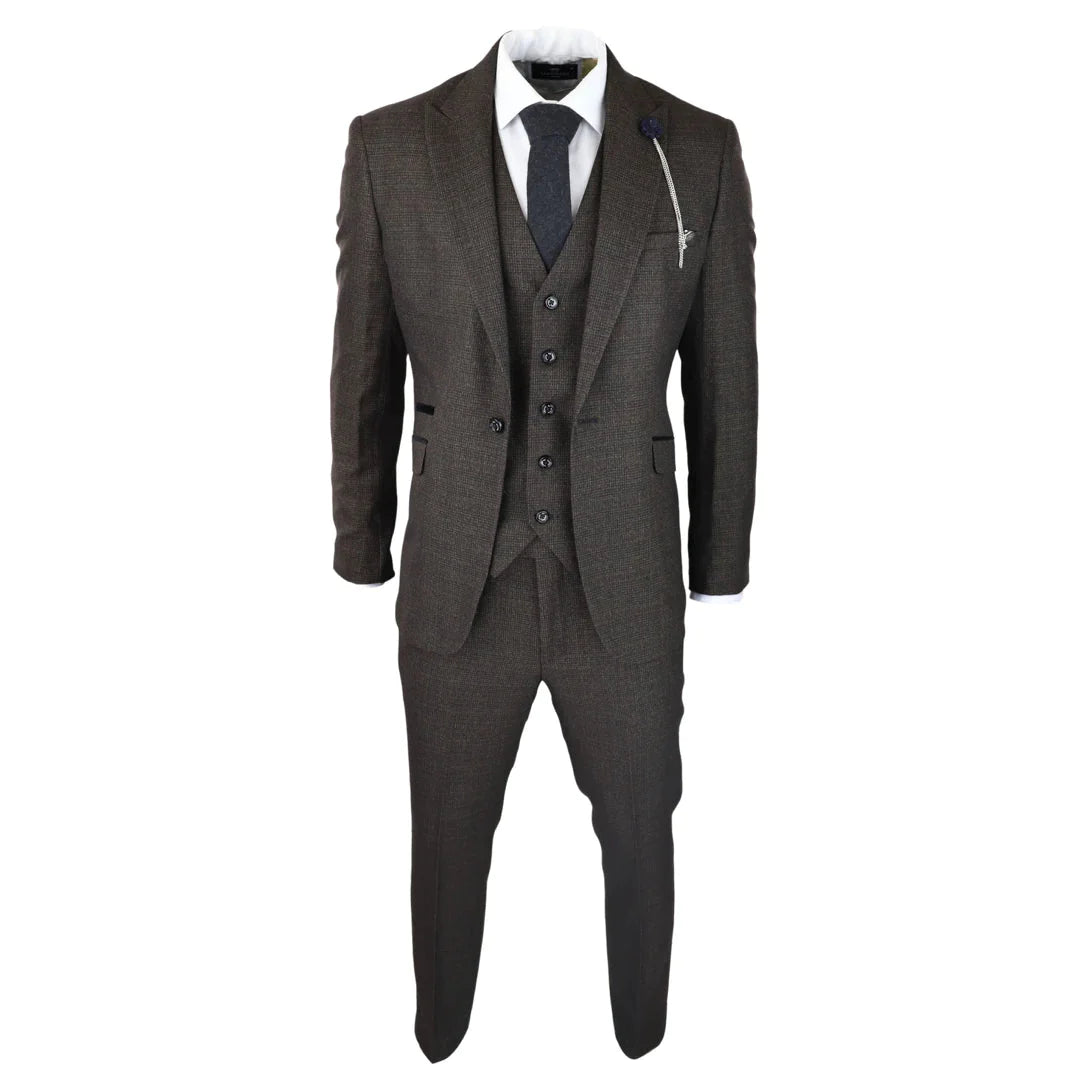 Cavani - 3 Piece Caridi Brown Tweed Suit