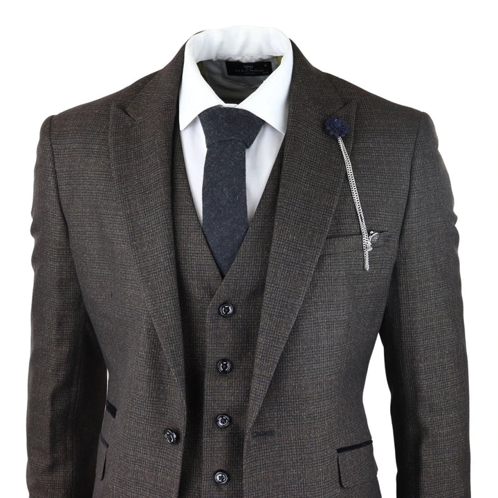 Cavani - 3 Piece Caridi Brown Tweed Suit