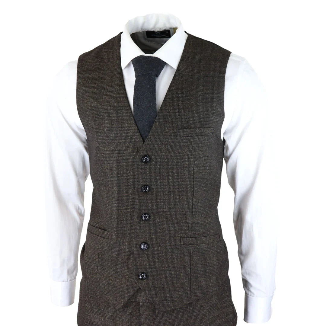 Cavani - 3 Piece Caridi Brown Tweed Suit