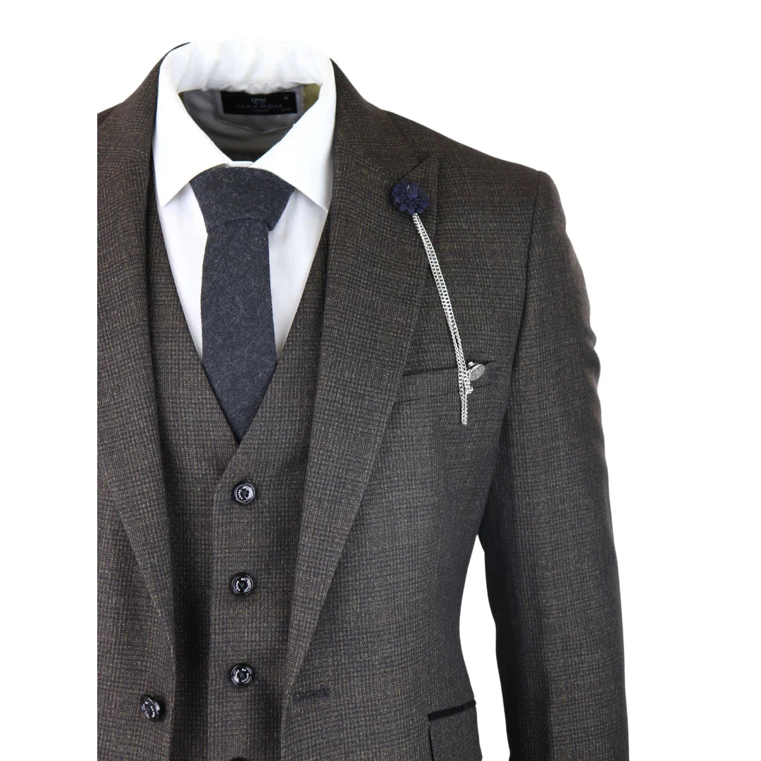 Cavani - 3 Piece Caridi Brown Tweed Suit