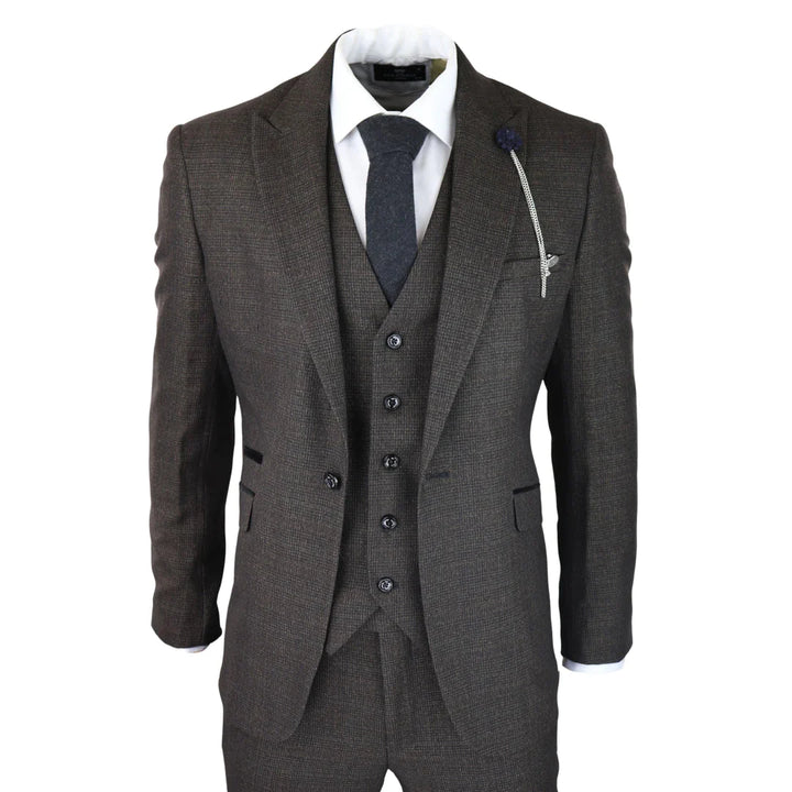 Cavani - 3 Piece Caridi Brown Tweed Suit