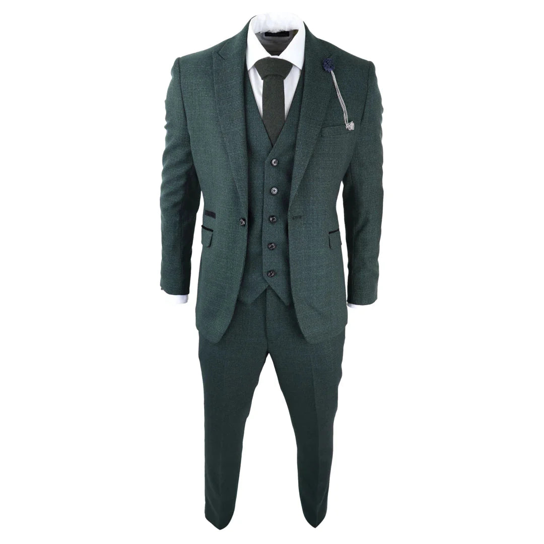 Cavani - 1920's Inspired 3 Piece Olive Green Suit Tailored Fit