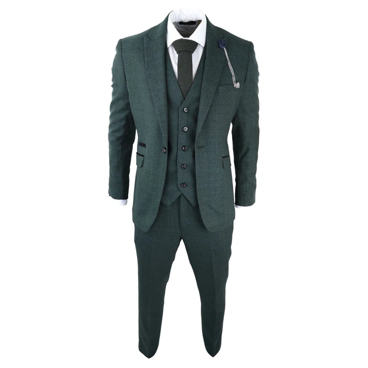 Cavani - 1920's Inspired 3 Piece Olive Green Suit Tailored Fit