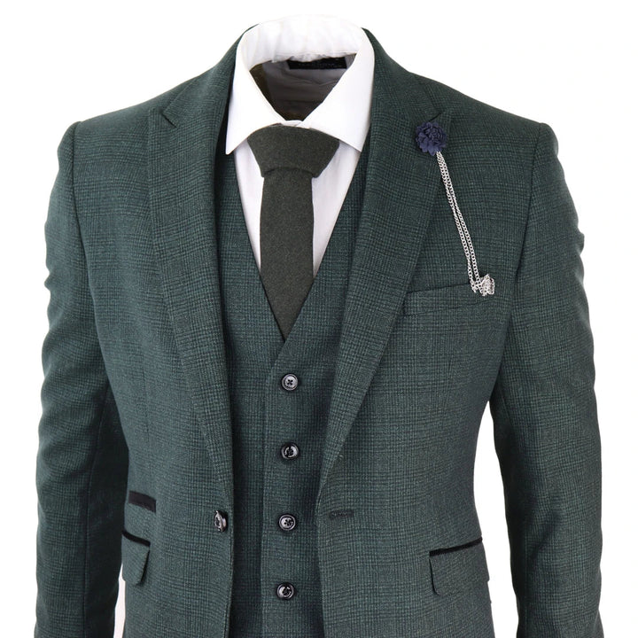 Cavani - 1920's Inspired 3 Piece Olive Green Suit Tailored Fit