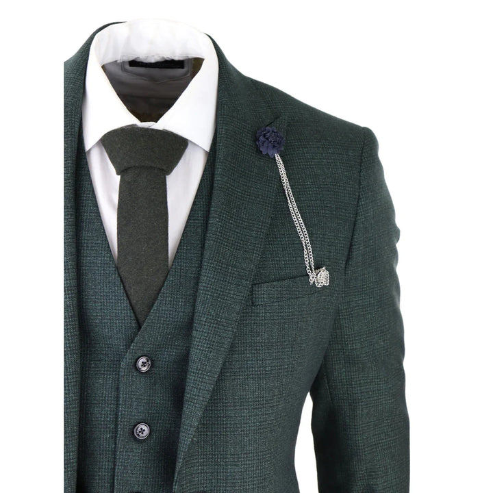 Cavani - 1920's Inspired 3 Piece Olive Green Suit Tailored Fit