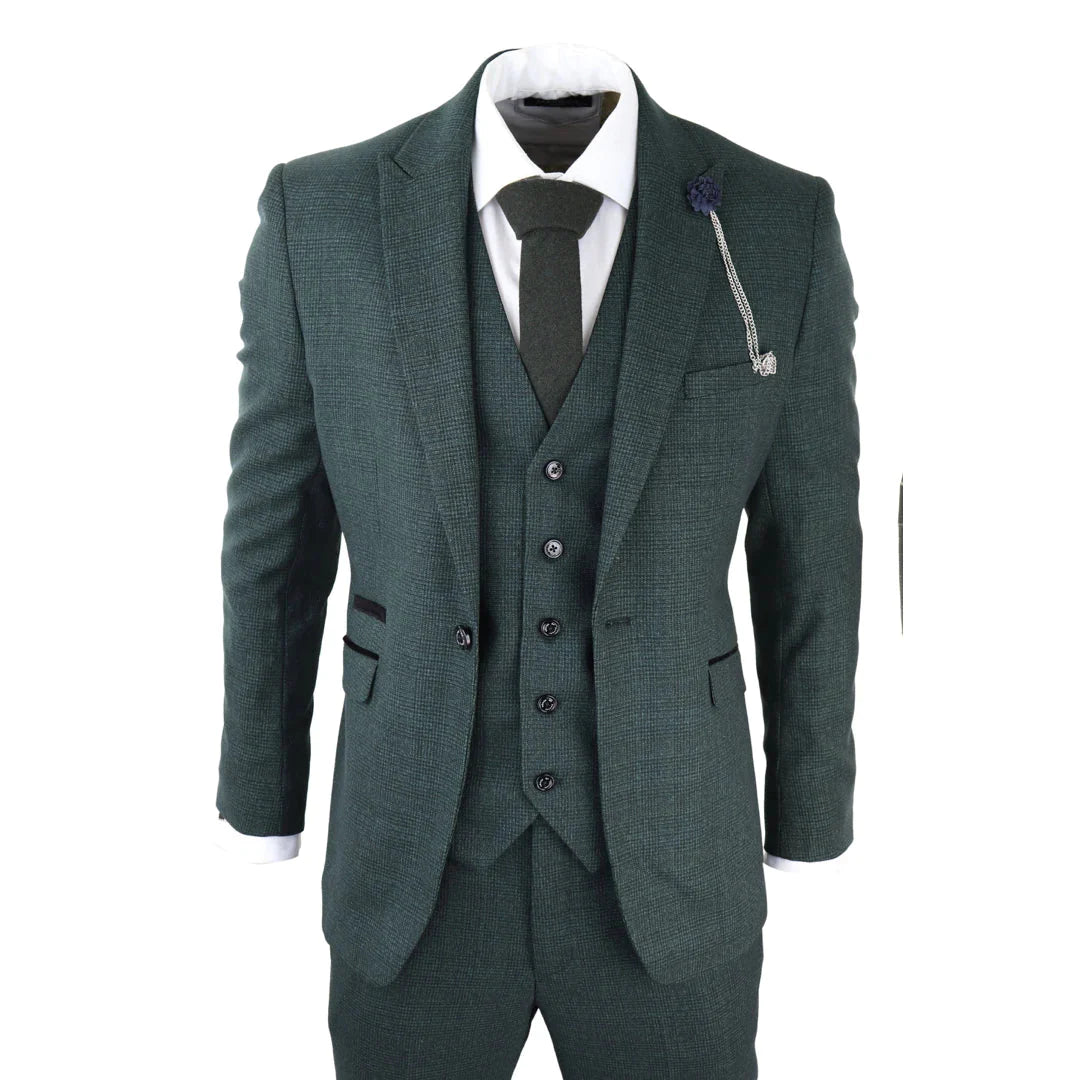 Cavani - 1920's Inspired 3 Piece Olive Green Suit Tailored Fit