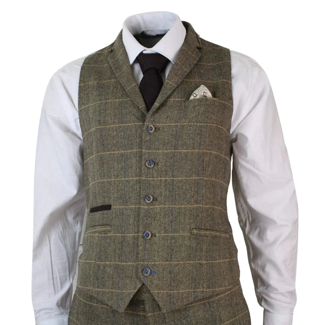 Cavani - 3 Piece Vintage Tweed Tan Brown Suit