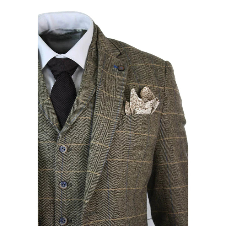 Cavani - 3 Piece Vintage Tweed Tan Brown Suit
