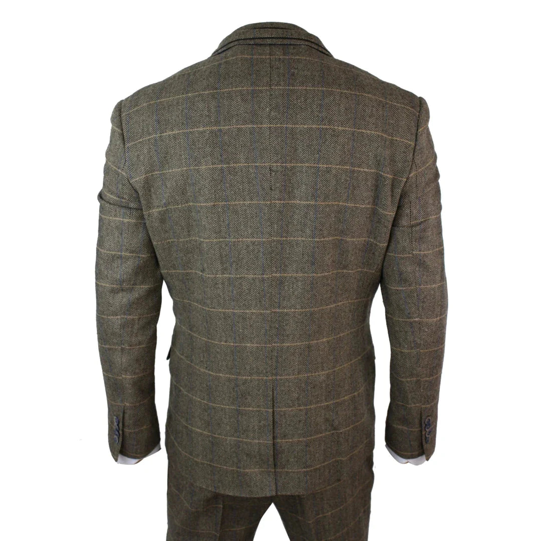 Cavani - 3 Piece Vintage Tweed Tan Brown Suit