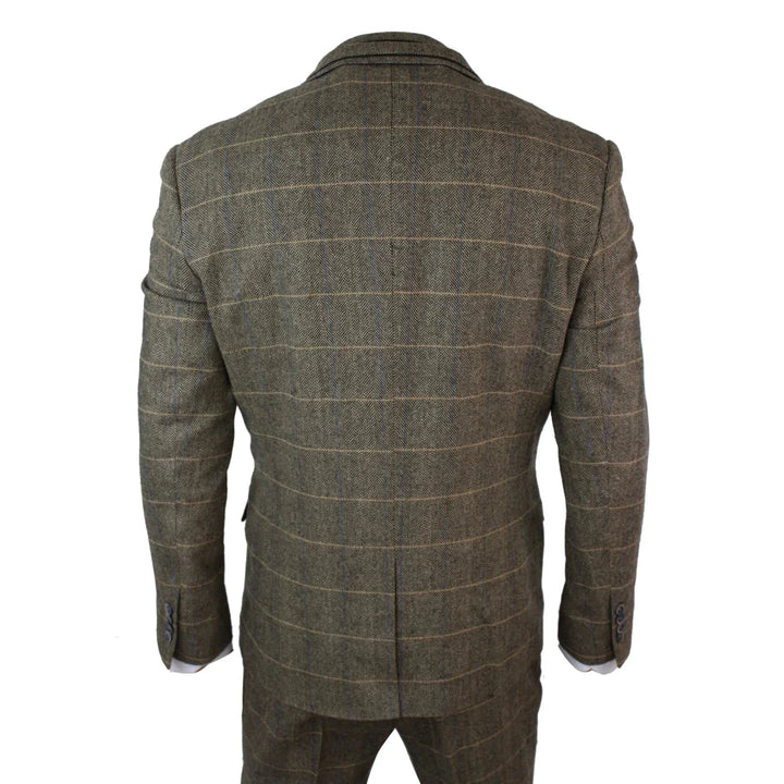 Cavani - 3 Piece Vintage Tweed Tan Brown Suit