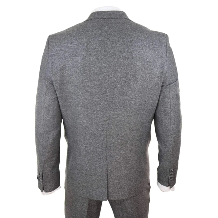 Mens 3 Piece Grey Suit With Double Breasted Waistcoat