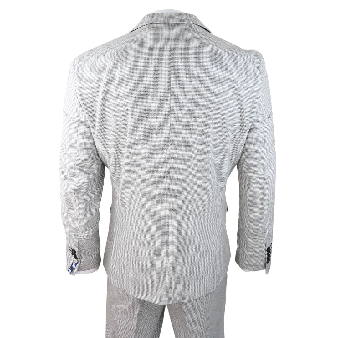 Cavani - 3 Piece Light Grey Check Suit Tailored Fit
