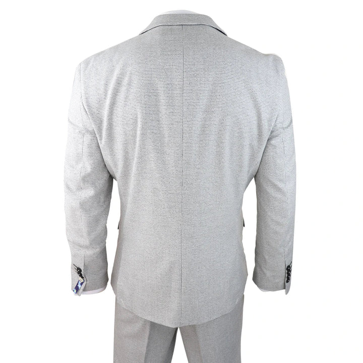 Cavani - 3 Piece Light Grey Check Suit Tailored Fit