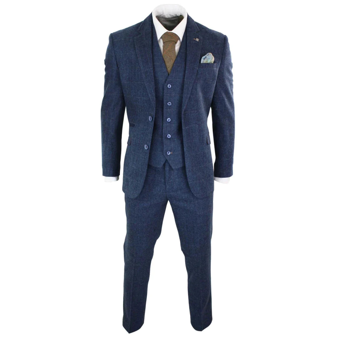 Cavani - 1920's Peaky Blinders inspired 3 Piece Navy Blue Tweed Suit