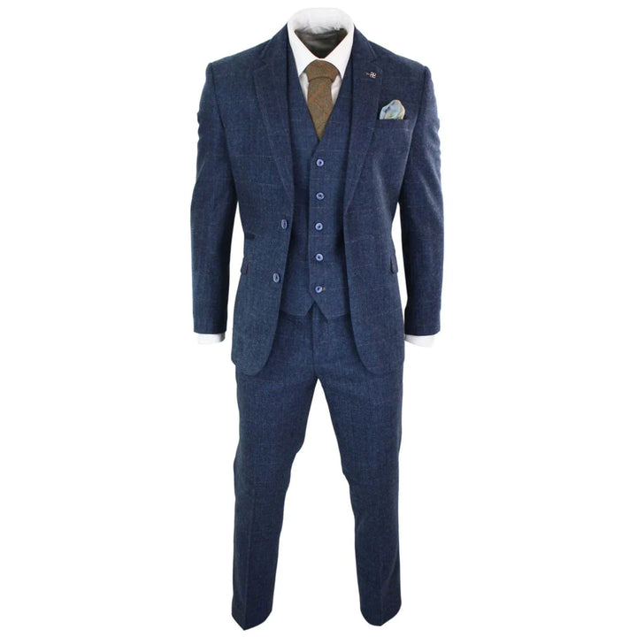 Cavani - 1920's Peaky Blinders inspired 3 Piece Navy Blue Tweed Suit