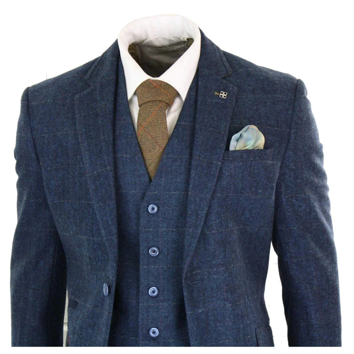 Cavani - 1920's Peaky Blinders inspired 3 Piece Navy Blue Tweed Suit