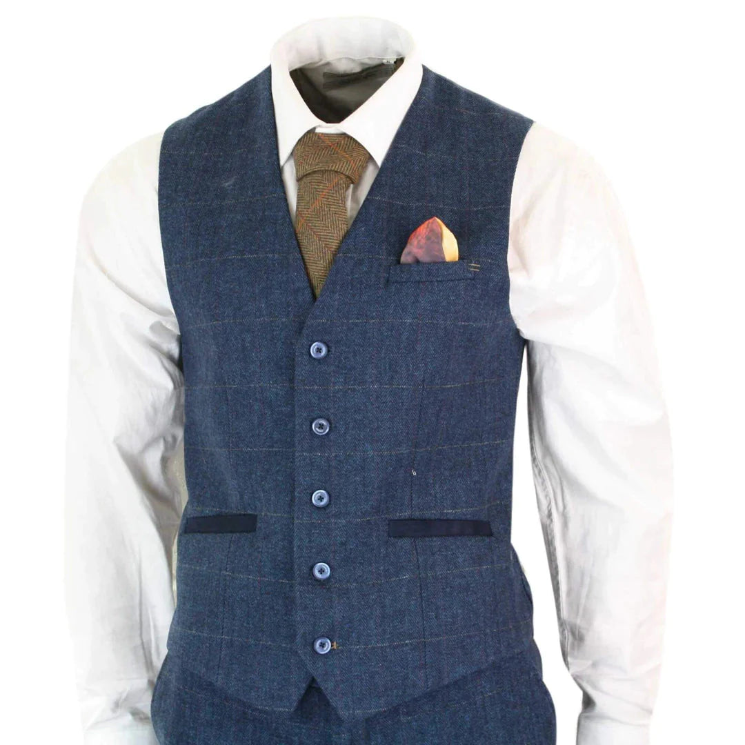 Cavani - 1920's Peaky Blinders inspired 3 Piece Navy Blue Tweed Suit