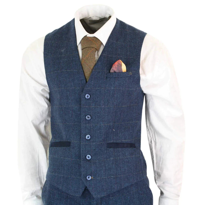 Cavani - 1920's Peaky Blinders inspired 3 Piece Navy Blue Tweed Suit