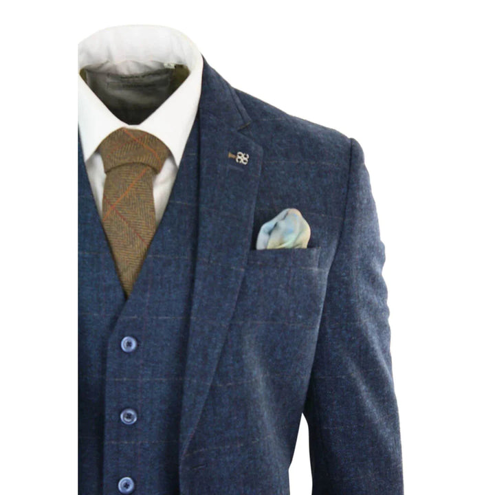 Cavani - 1920's Peaky Blinders inspired 3 Piece Navy Blue Tweed Suit