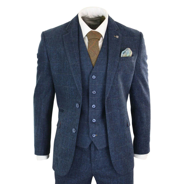 Cavani - 1920's Peaky Blinders inspired 3 Piece Navy Blue Tweed Suit