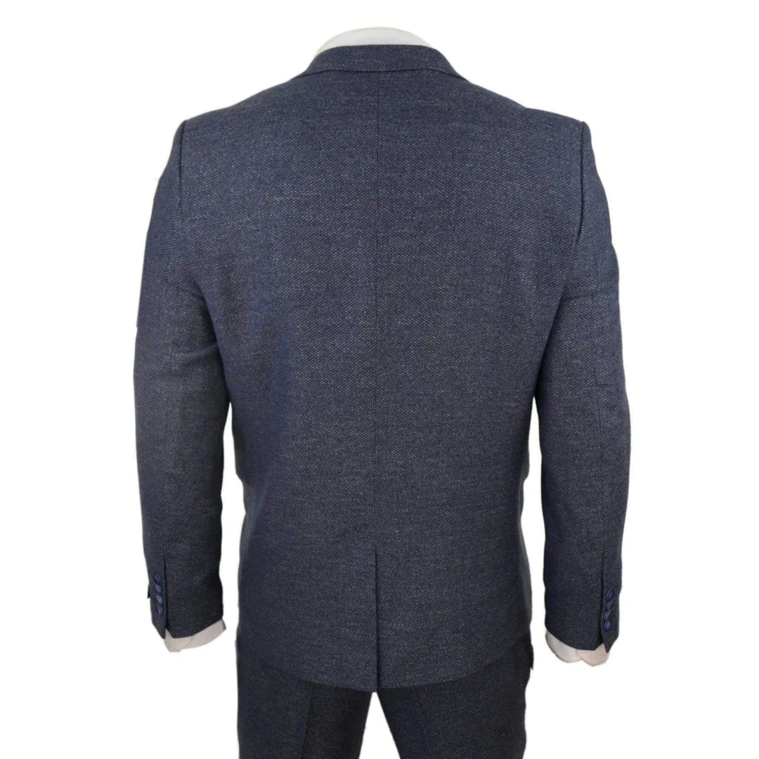 Mens 3 Piece Navy Suit With Double Breasted Waistcoat