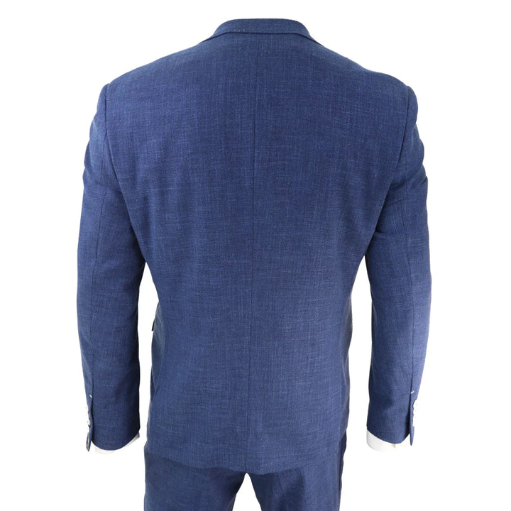 Cavani - 3 Piece Royal Blue Linen Suit Tailored Fit