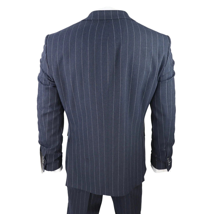 Cavani -  1920's Inspired 3 Piece Pin Stripe Navy Suit