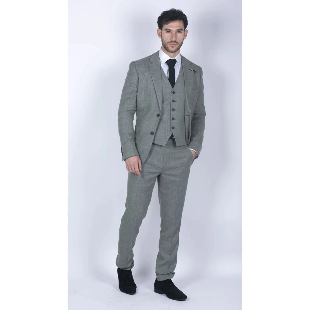 Cavani - 3 Piece Sage Green Linen Suit