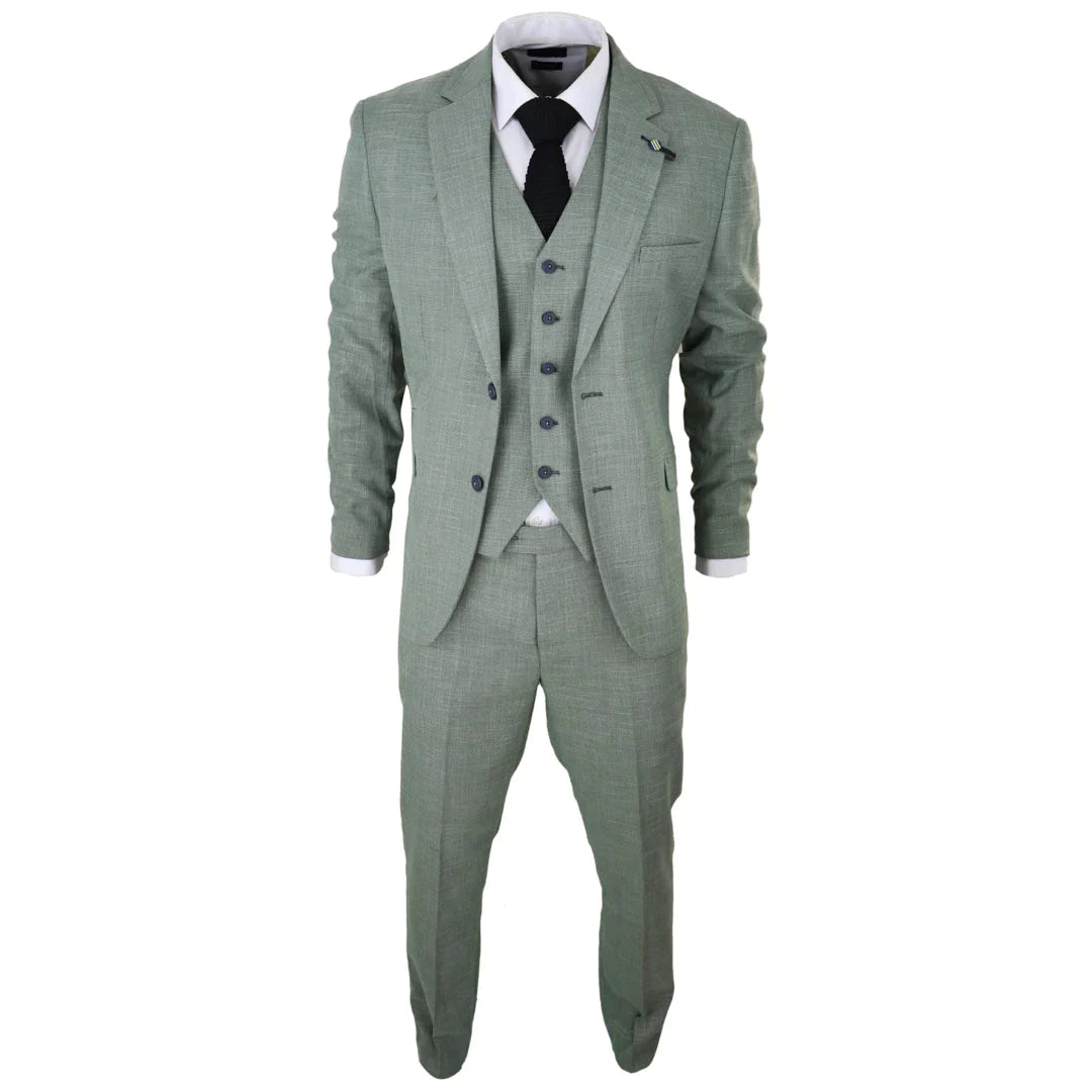 Cavani - 3 Piece Sage Green Linen Suit