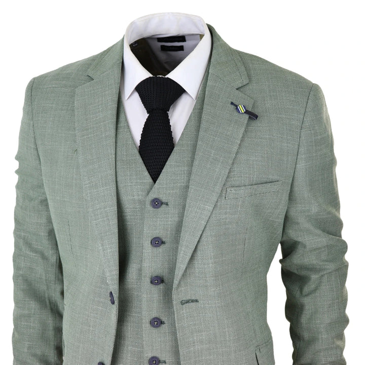 Cavani - 3 Piece Sage Green Linen Suit