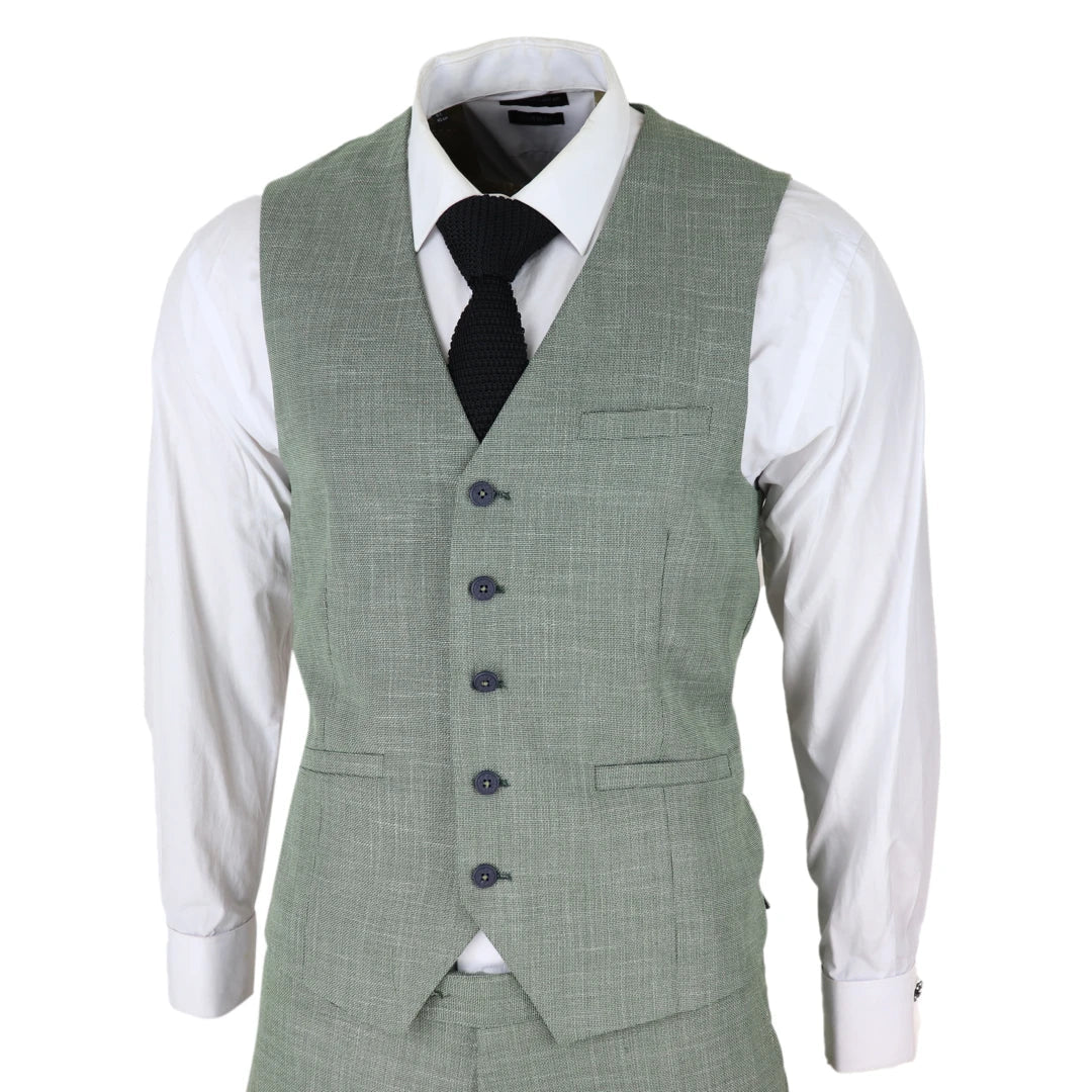 Cavani - 3 Piece Sage Green Linen Suit