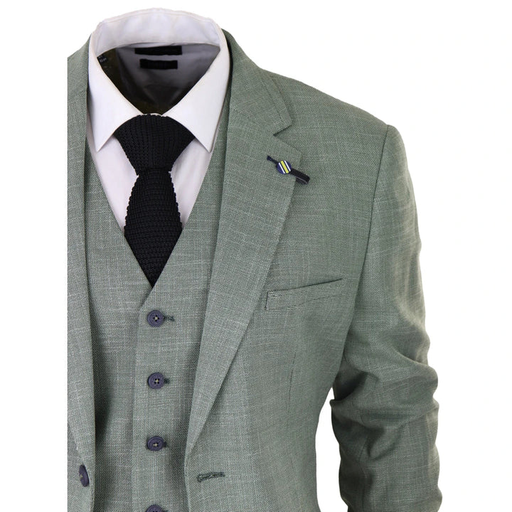 Cavani - 3 Piece Sage Green Linen Suit