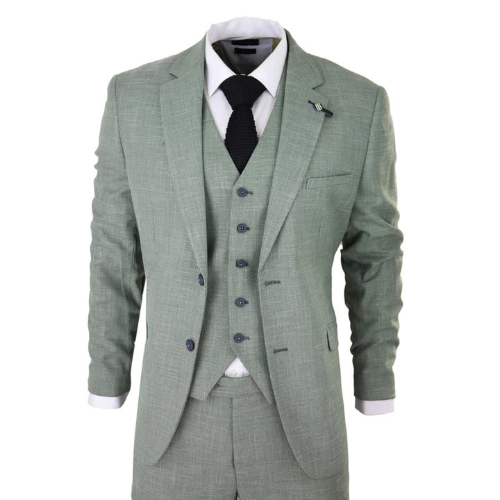 Cavani - 3 Piece Sage Green Linen Suit