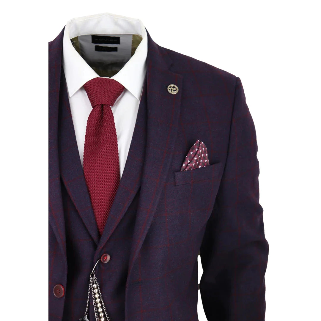 Tru Clothing - 1920's Gatsby Inspired 3 Piece Plum Tweed Suit