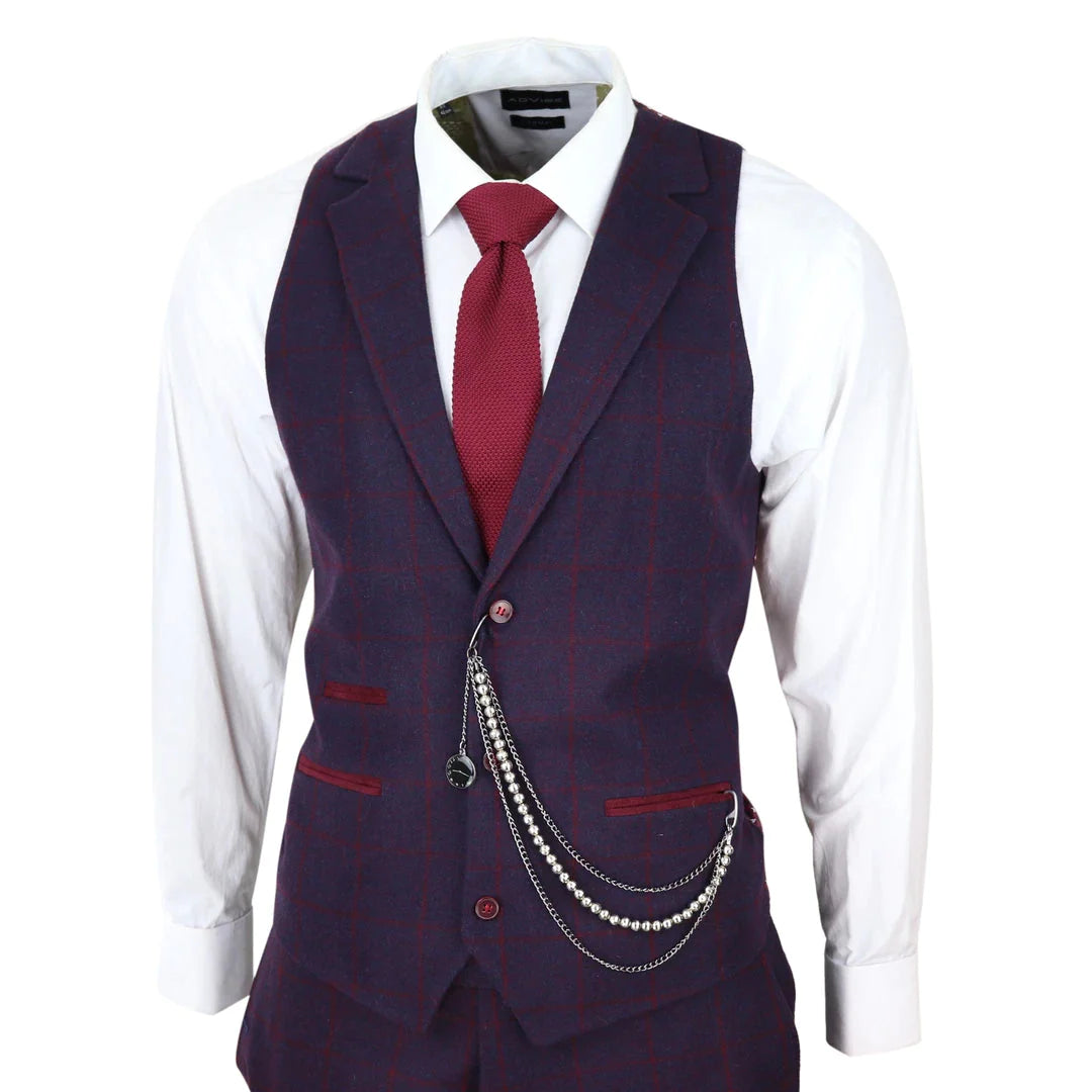 Tru Clothing - 1920's Gatsby Inspired 3 Piece Plum Tweed Suit