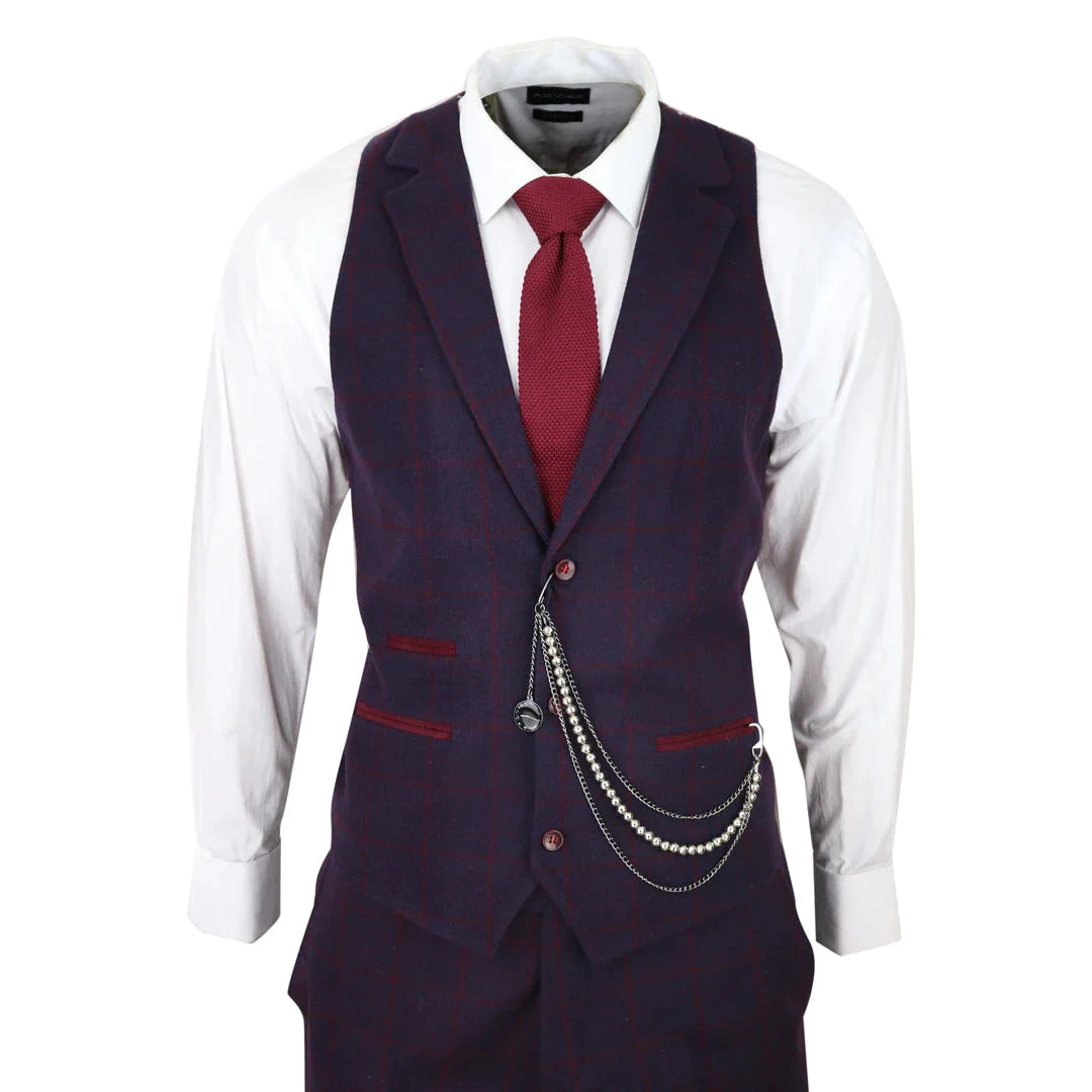 Tru Clothing - 1920's Gatsby Inspired 3 Piece Plum Tweed Suit