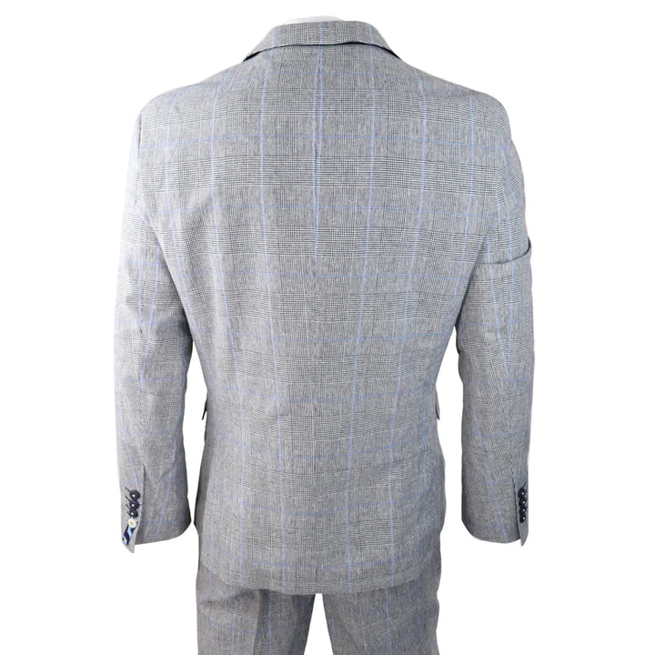 Cavani - 3 Piece Grey & Blue Check Suit