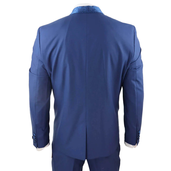 Mens 4 Piece Shawl Lapel Suit - Blue