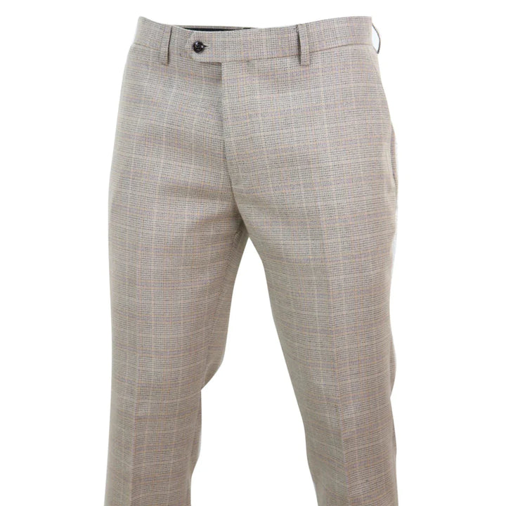 Mens Beige Tweed Trousers