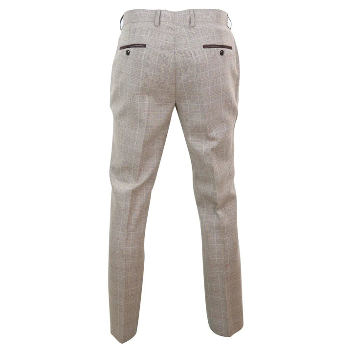 Mens Beige Tweed Trousers