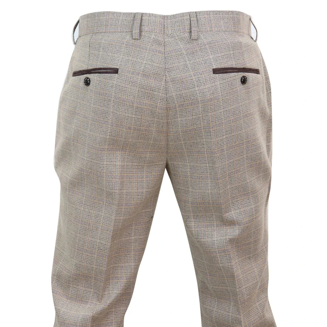 Mens Beige Tweed Trousers