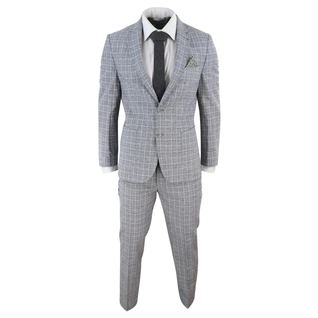 Harry Brown - 2 Piece Grey Check Linen Suit