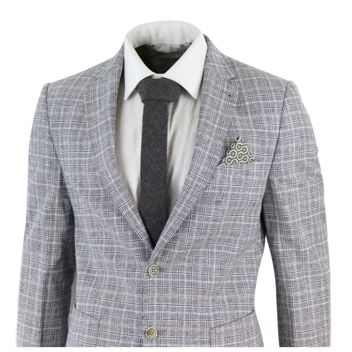 Harry Brown - 2 Piece Grey Check Linen Suit