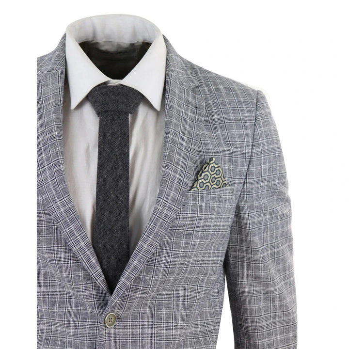 Harry Brown - 2 Piece Grey Check Linen Suit