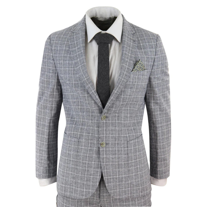 Harry Brown - 2 Piece Grey Check Linen Suit