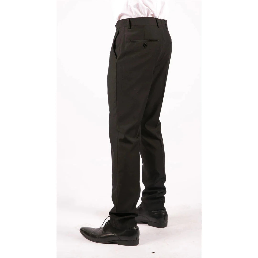 Mens Black Trousers Smart Casual Formal Work Office Wedding Prom Regular